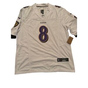 Men's Nike Baltimore Ravens Lamar Jackson 8 White NFL Football Jersey XL